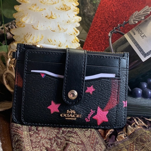 Coach Accessories - Authentic Coach leather Attachment Card Case With Disco Star Print/keychain/ID